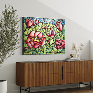 Red Peony Flower Original Painting 40 x 30 inches