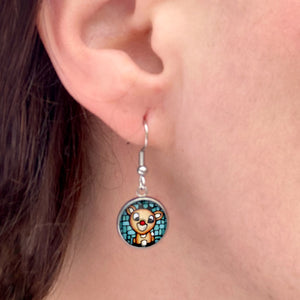 Rudolph Christmas Dangle Earrings - Full Body