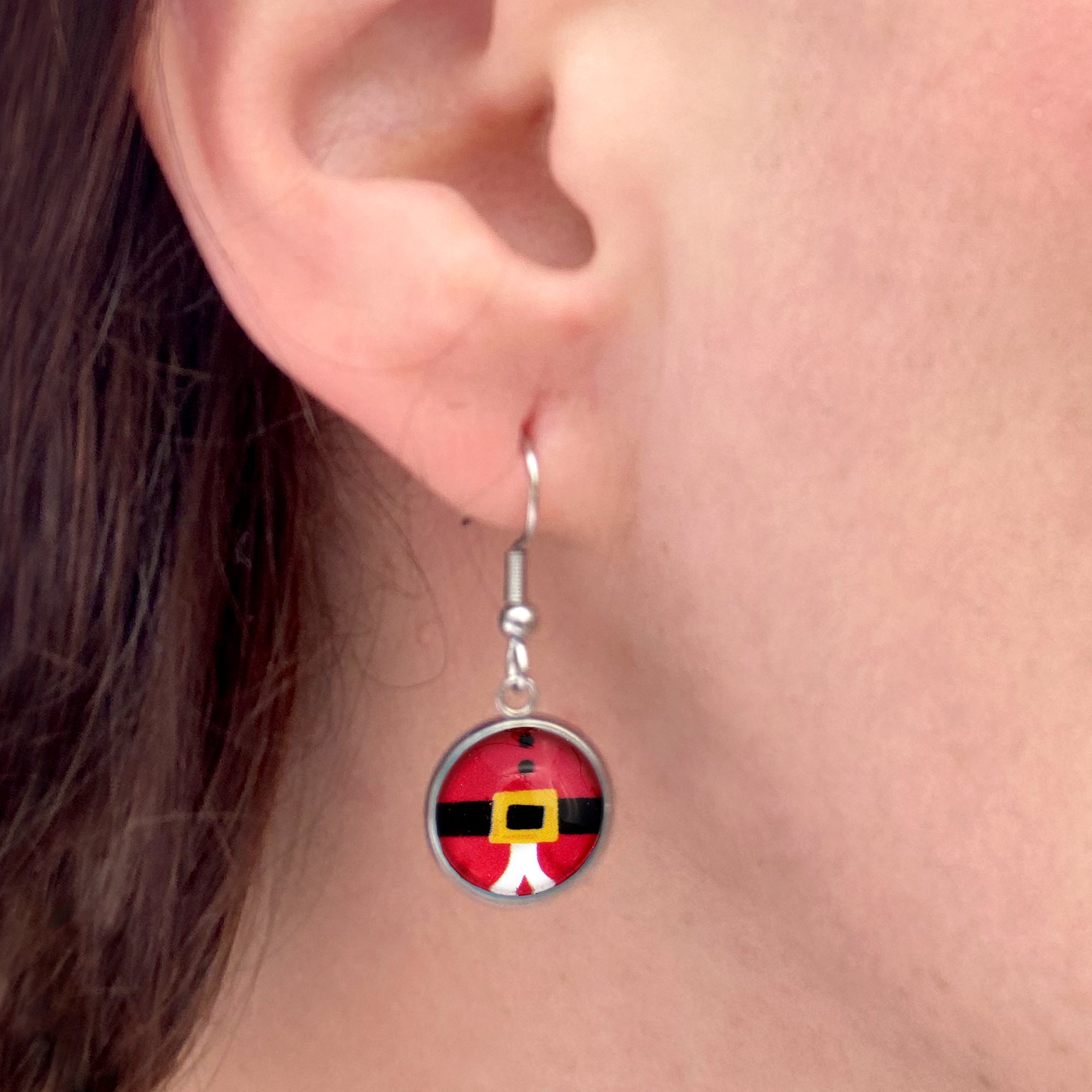 Santa Belt Christmas Dangle Earrings