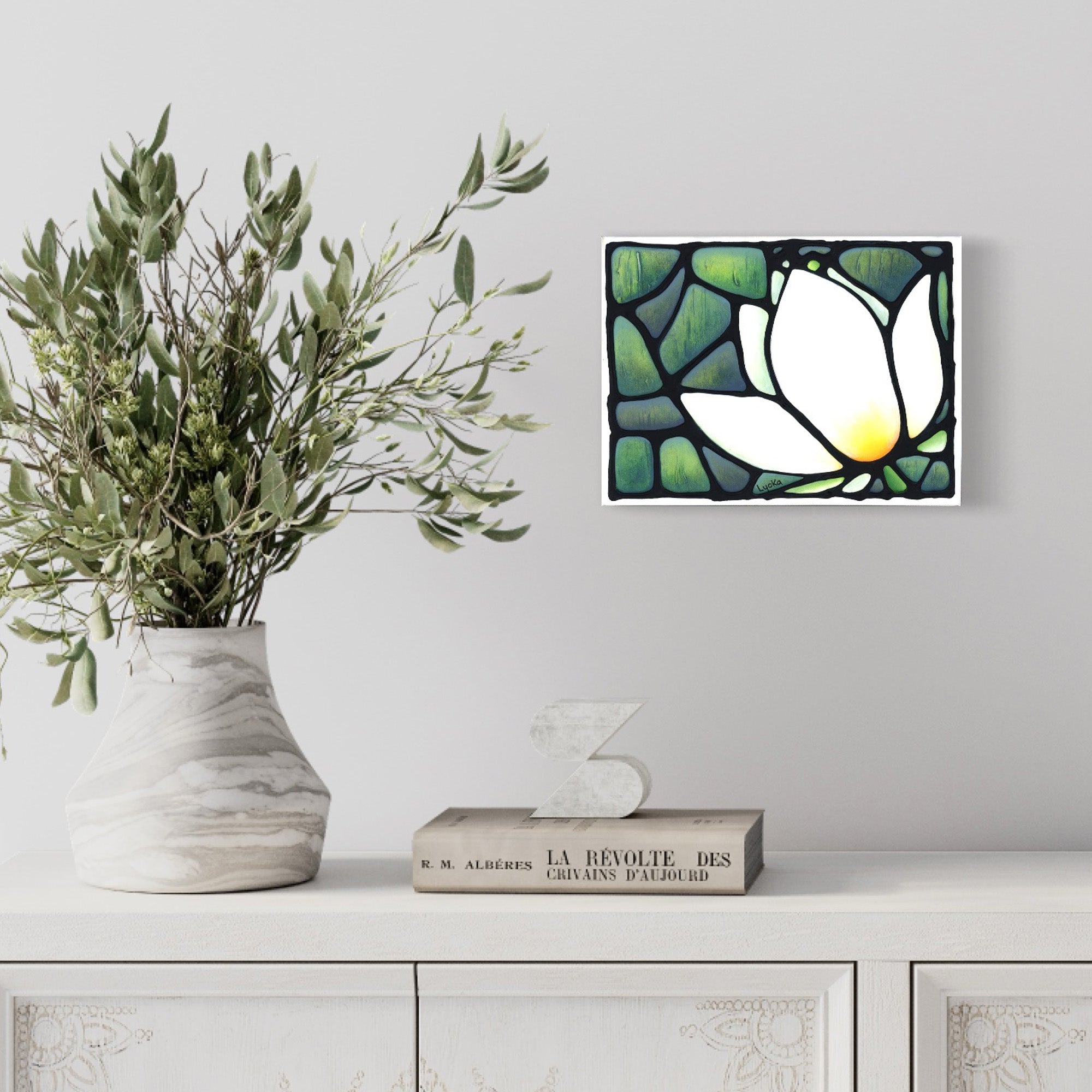 Lotus Flower Original Painting 10 x 8 inch
