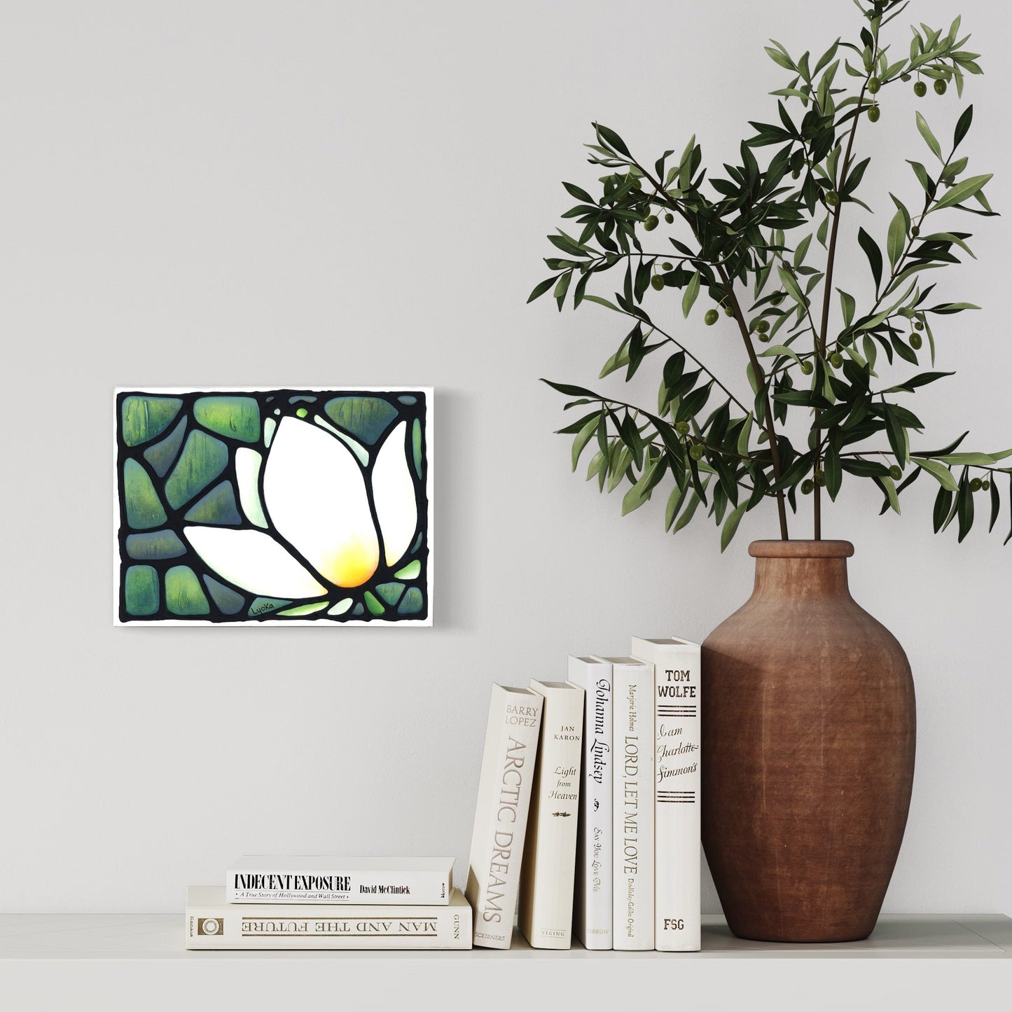 Lotus Flower Original Painting 10 x 8 inch