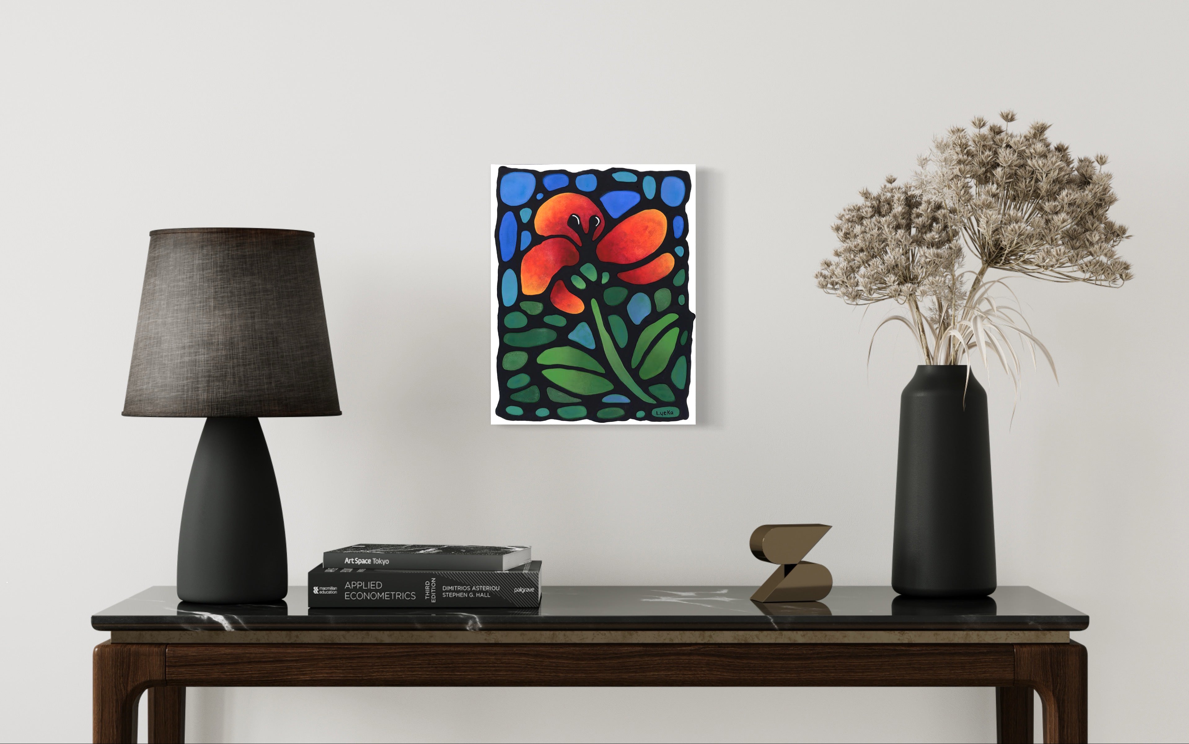 Poppy Flower Original Painting 9 x 12 inch Canvas