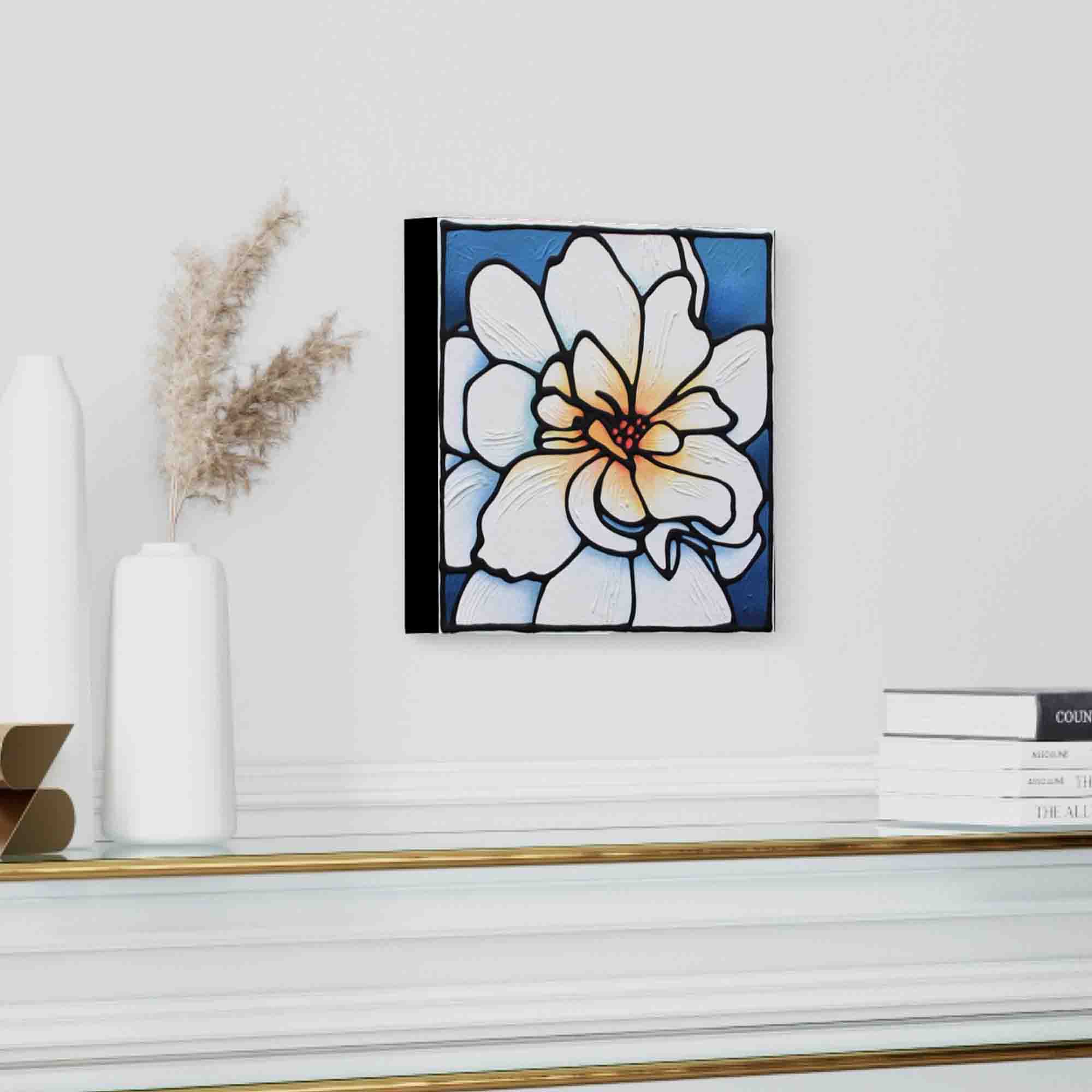 White Begonia Flower Original Painting 12" x 12" inch