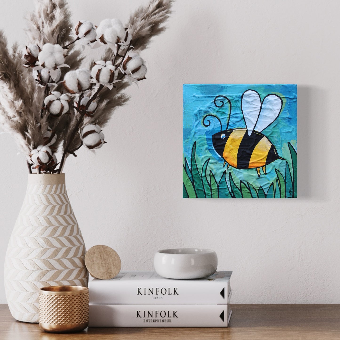 Bumble Bee Original Painting 8" x 8"