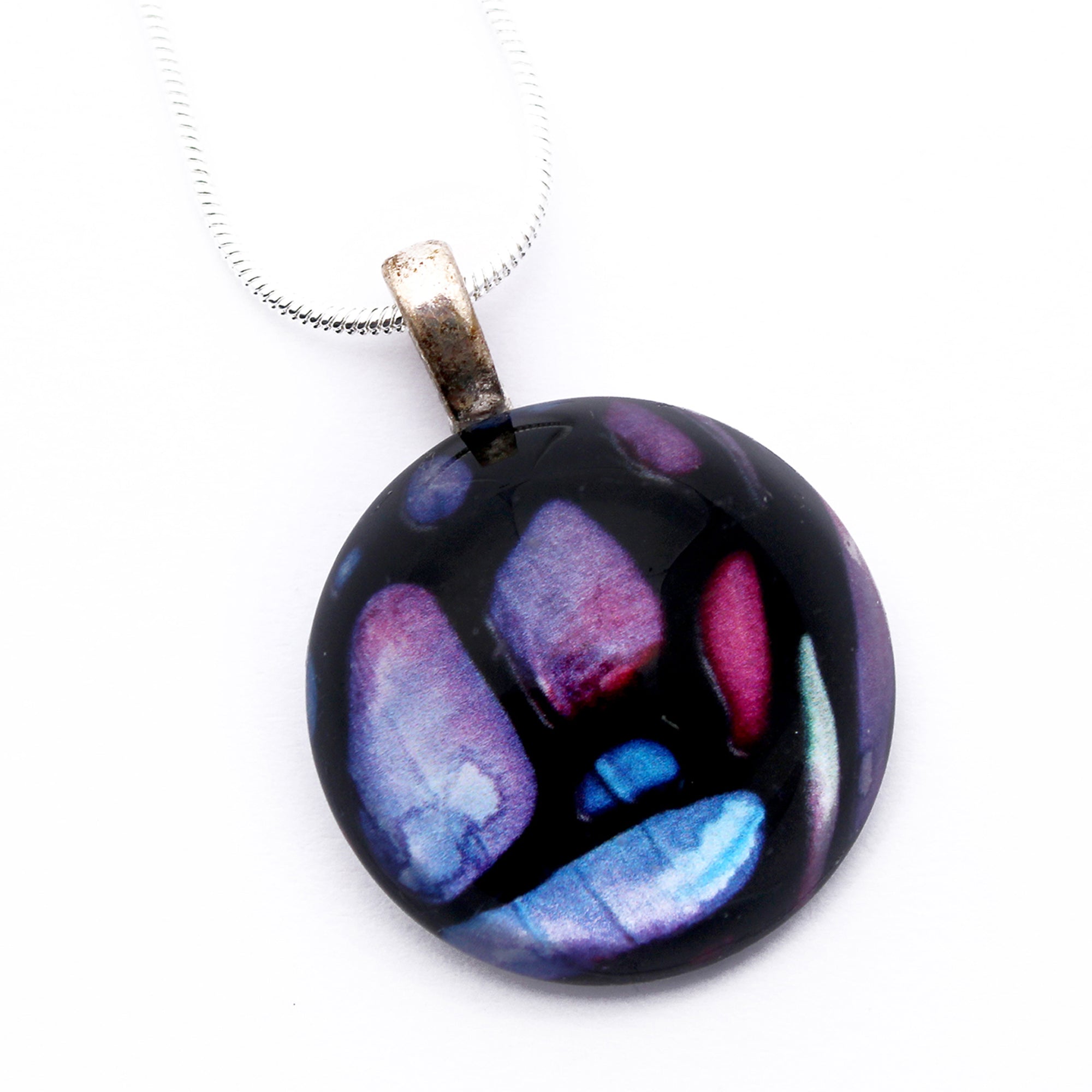 50% Off - Abstract purple Dome Necklace