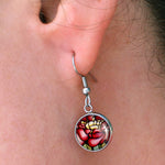 Load image into Gallery viewer, Red Peony Dangle Earrings
