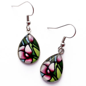 Purple Snapdragon Teardrop Earrings