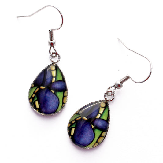 Iris Flower Teardrop Earrings