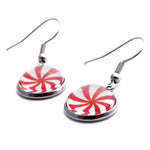 Load image into Gallery viewer, Red Peppermint Christmas Dangle Earrings
