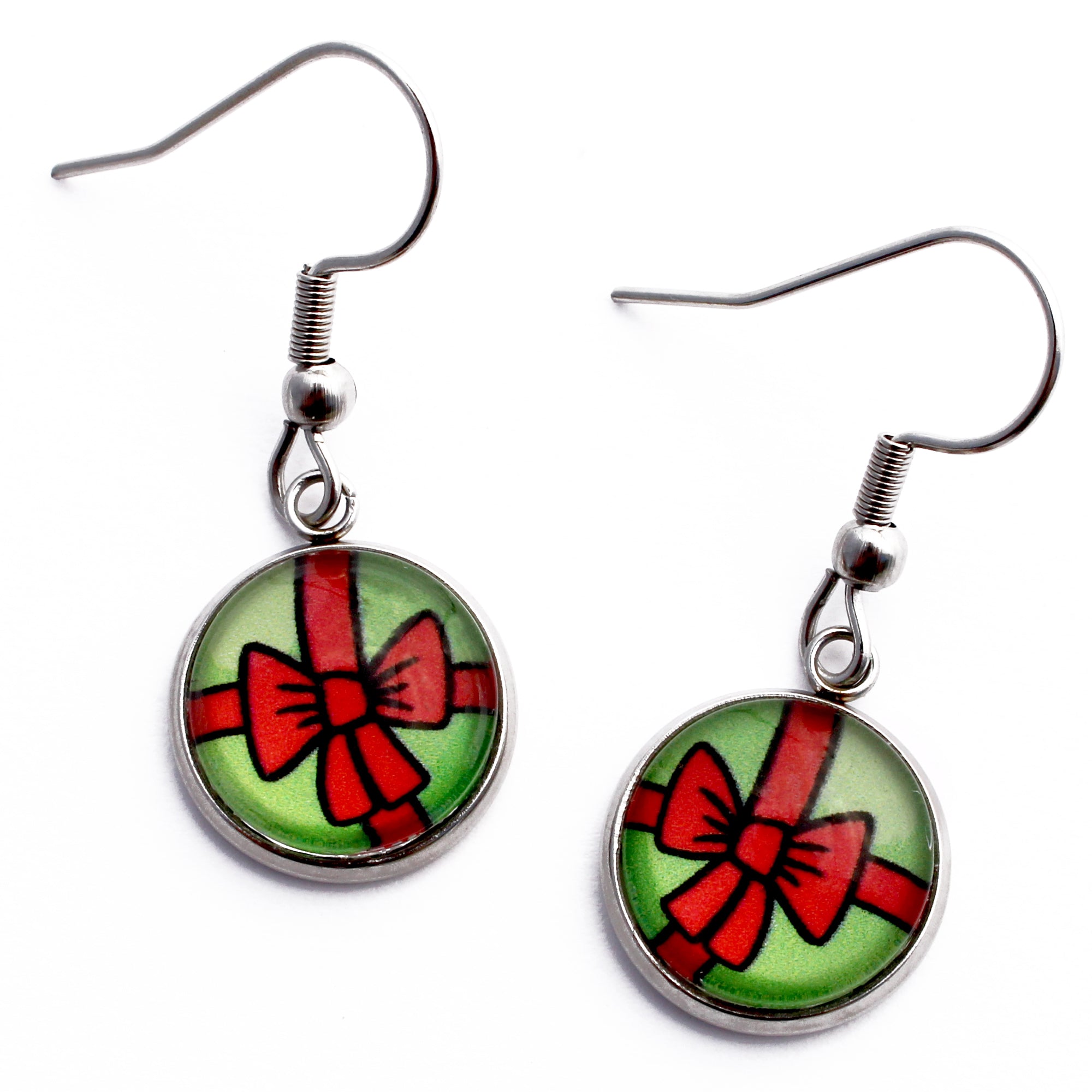 Present Christmas Dangle Earrings
