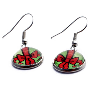 Present Christmas Dangle Earrings