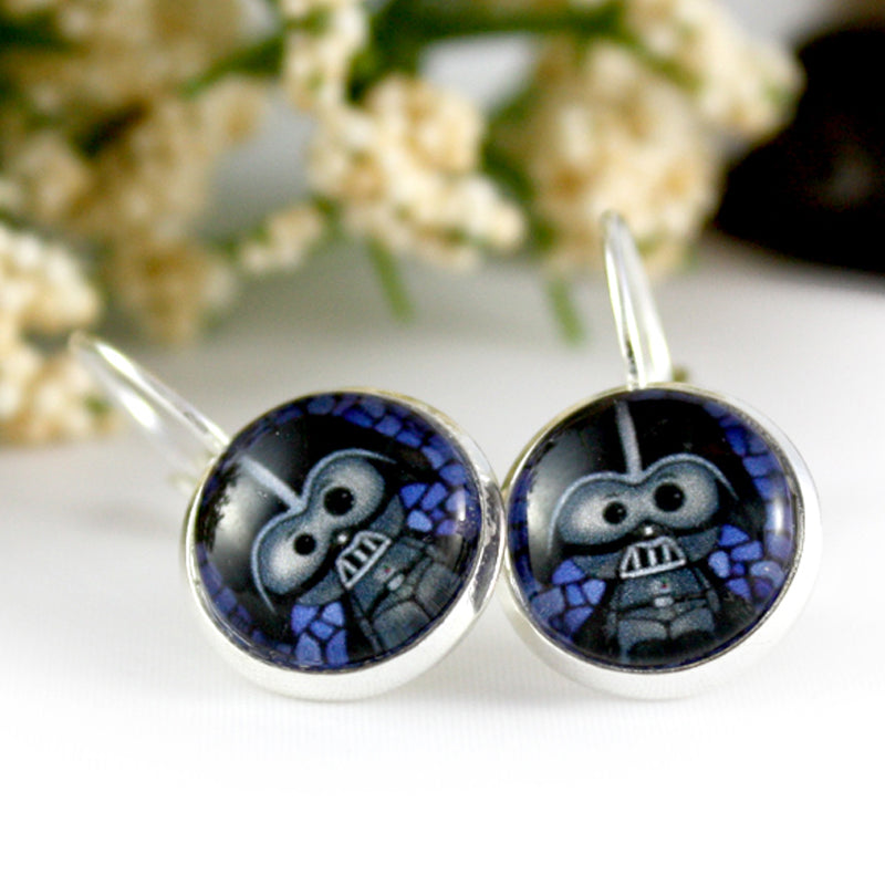50% Off - Darth Vader Silver Dangle Earrings