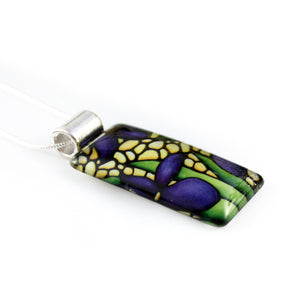 Purple Iris Necklace - Rectangle Pendant