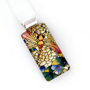 Dragonfly Necklace - Rectangle Pendant