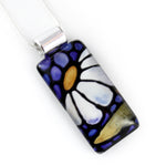 Load image into Gallery viewer, White Daisy Necklace - Rectangle Pendant
