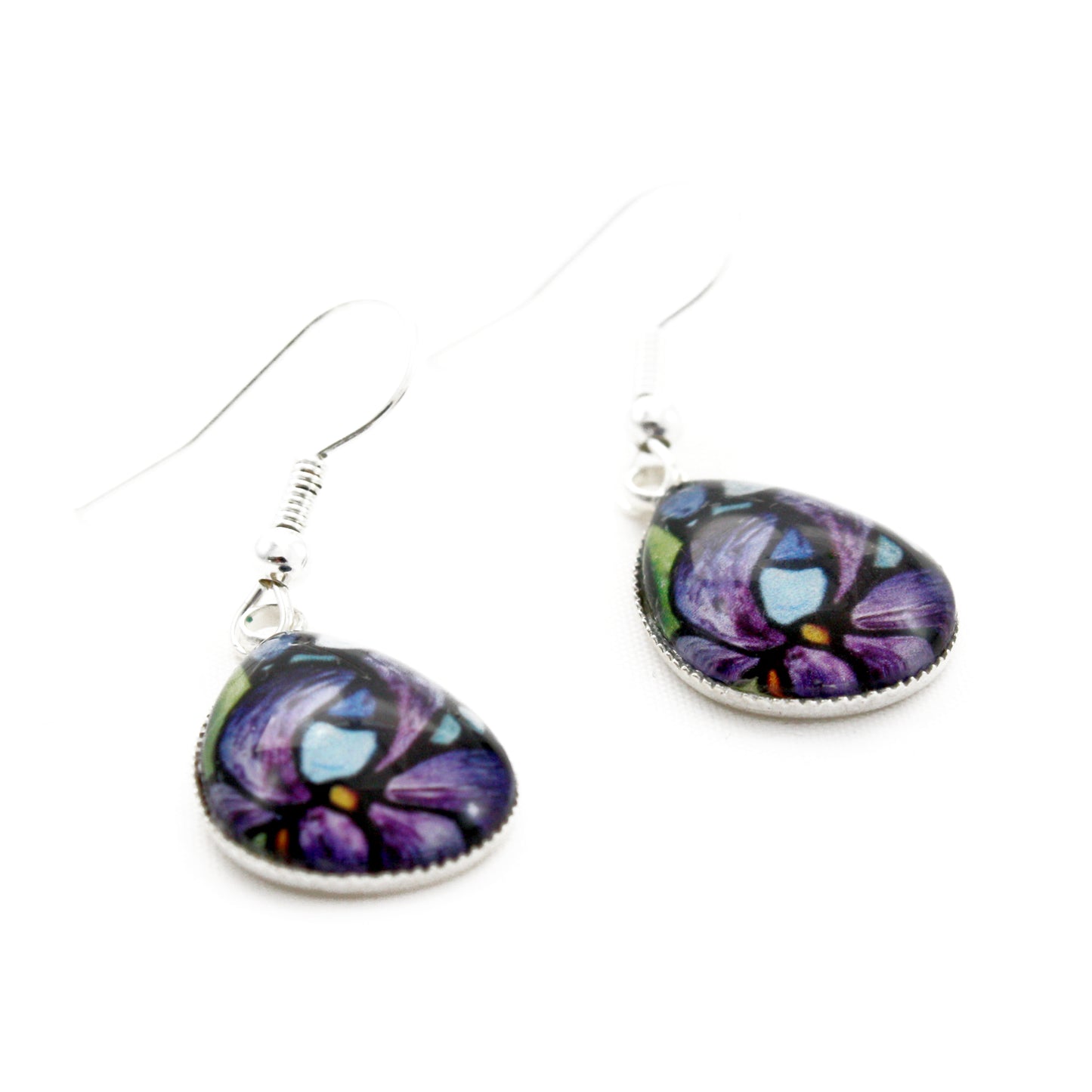 Iris Flower Teardrop Earrings
