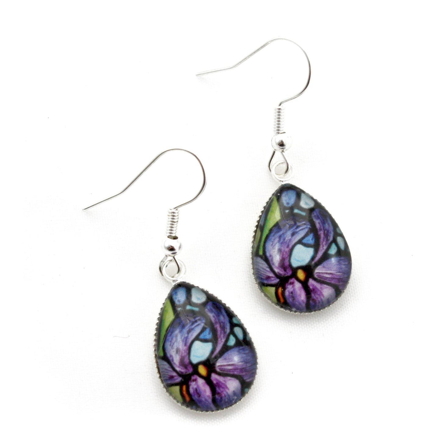 Iris Flower Teardrop Earrings