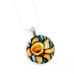 50% Off - Daffodil Necklace - Circle Pendant