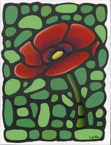 Poppy Flower Painting 9 x 12 inch