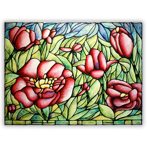 Red Peony Flower Original Painting 40 x 30 inches