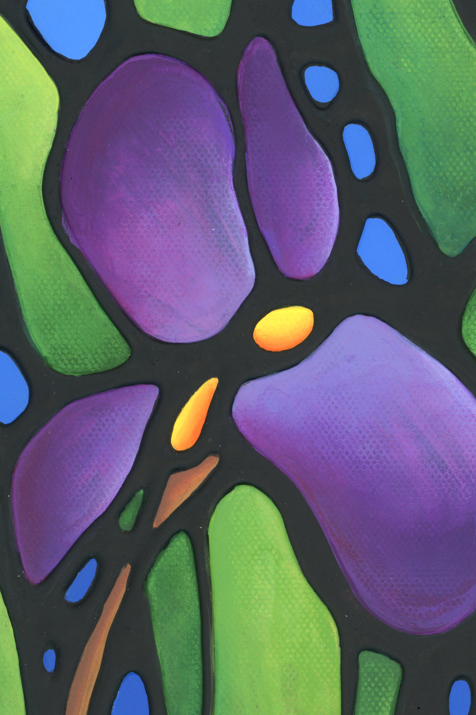 Purple Iris Flowers Original Painting 8" x 16"