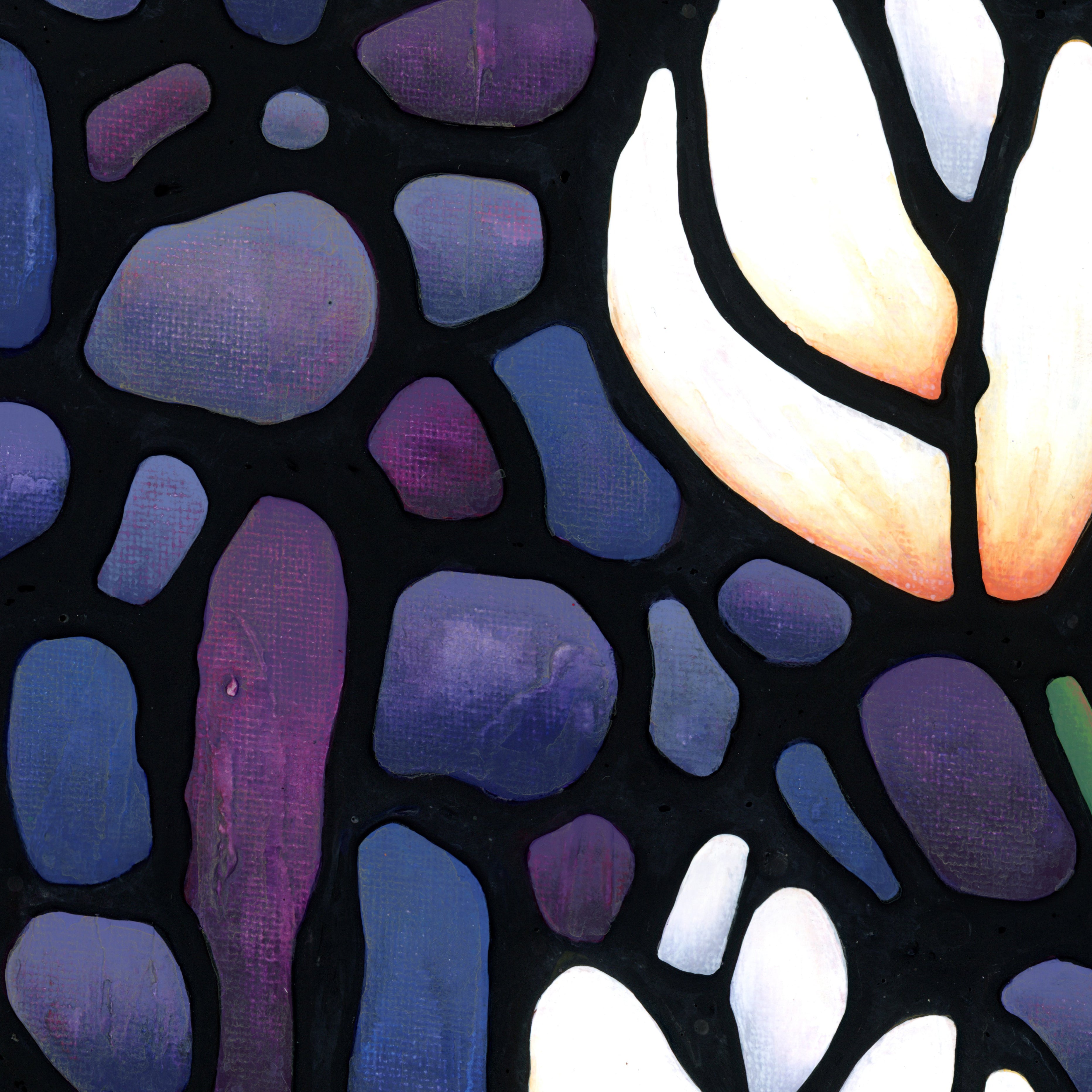 2 White Tulip Flowers Original Painting 11" x 14" inch