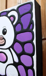 White Teddy Bear Painting 8" x 8"