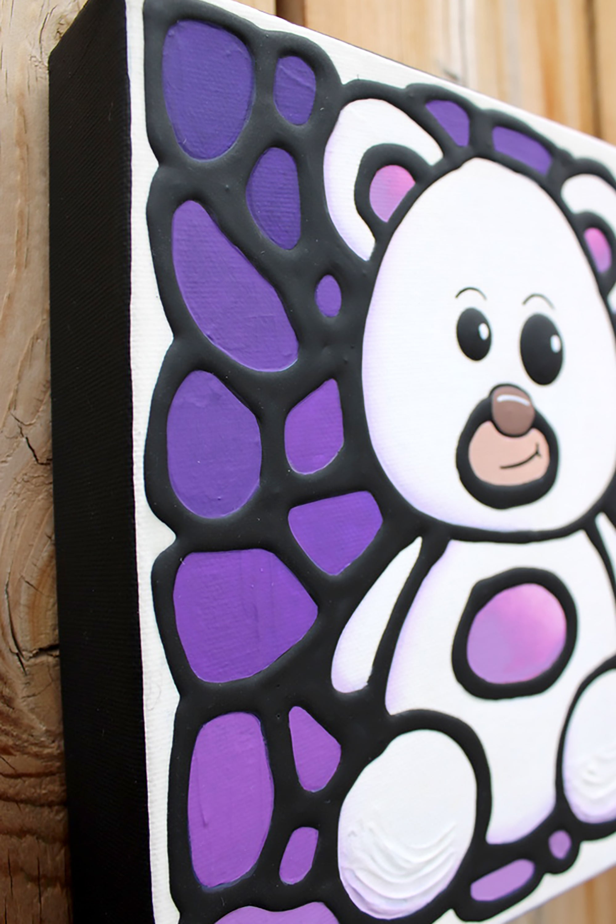 White Teddy Bear Painting 8" x 8"