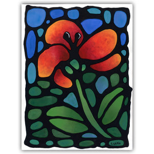 Poppy Flower Original Painting 9 x 12 inch Canvas