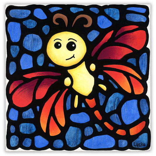 Cute Dragonfly Original Painting 8" x 8"