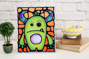Grumpy Monster Painting 8" x 10"