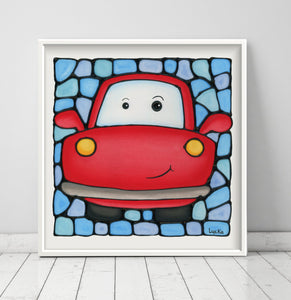 Red Car Nursery Wall Art Print