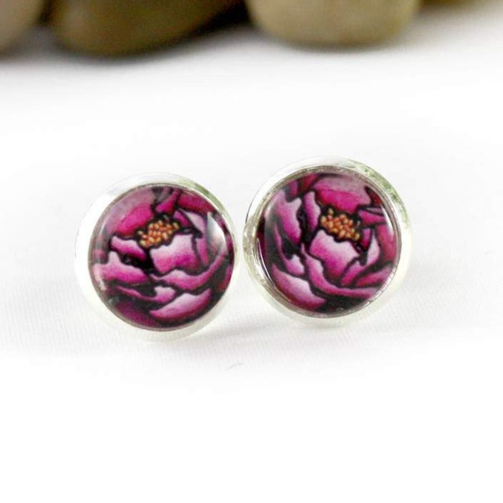 Peony Flower Stud Earrings