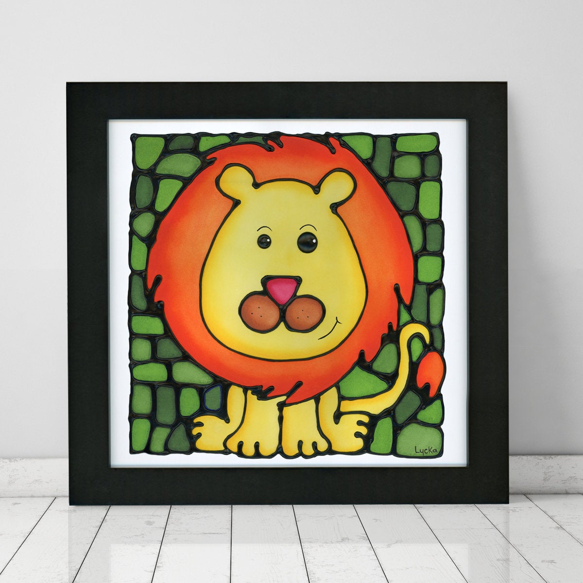 Jungle Animal Set of 4 Prints, Monkey, Lion, Giraffe, Tiger