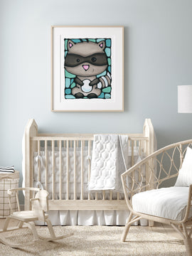 Raccoon Nursery Wall Art Print