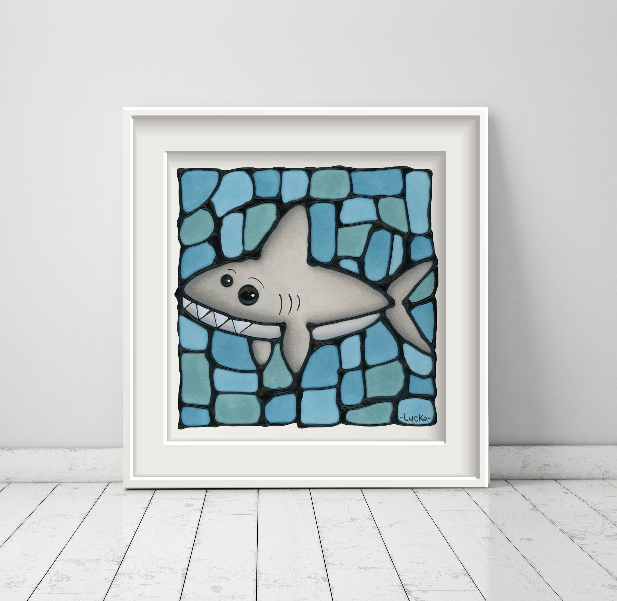 Under the Sea Set of 3 Nursery Wall Art Prints, Shark, Crab & Whale