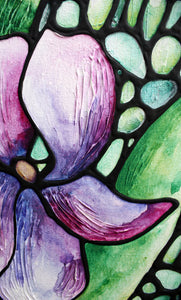 Purple Iris Flower Original Painting 30" x 30"