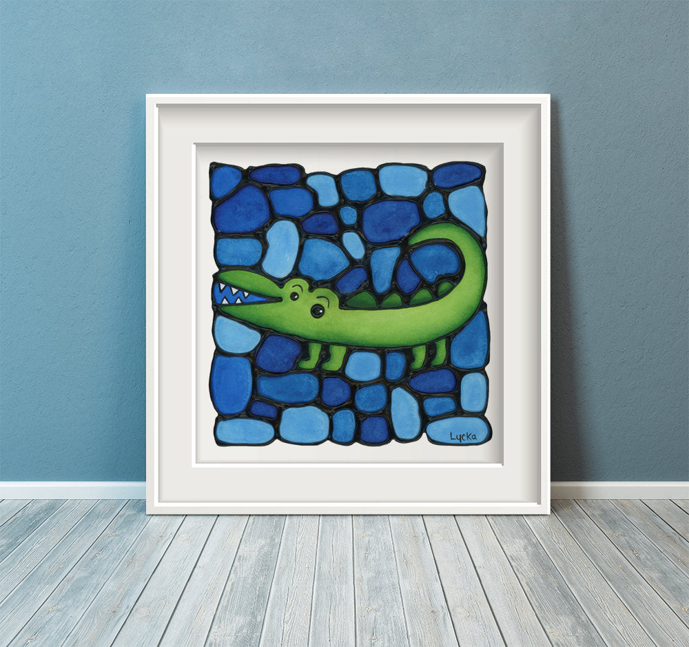 Alligator Nursery Wall Art Print - Crocodile Print