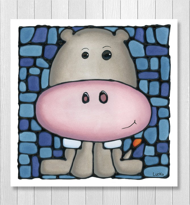 Hippopotamus Nursery Wall Art Print