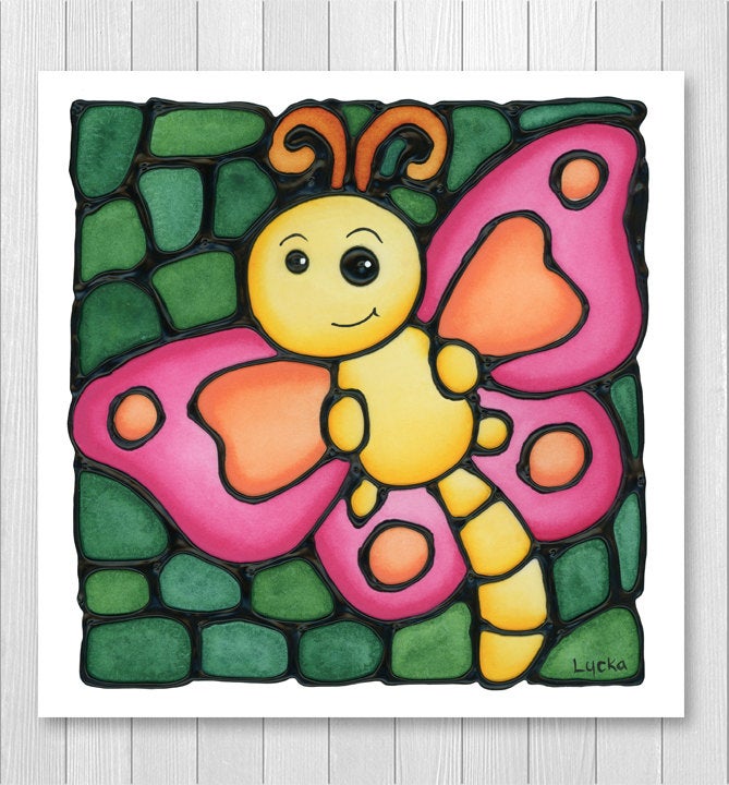 Pink Butterfly Nursery Wall Art Print