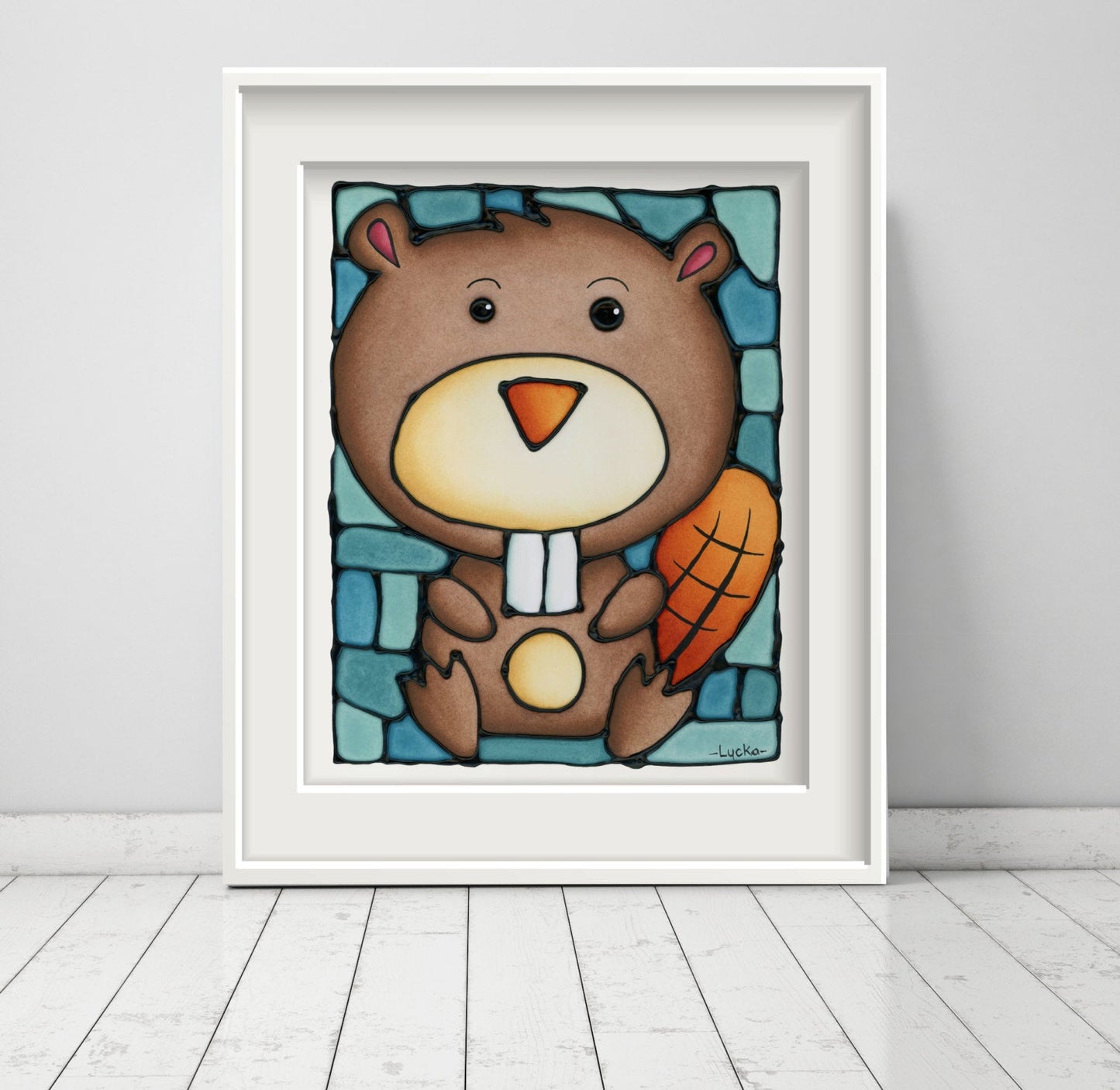 Beaver Nursery Wall Art Print