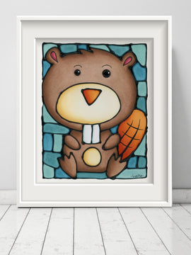 Beaver Nursery Wall Art Print