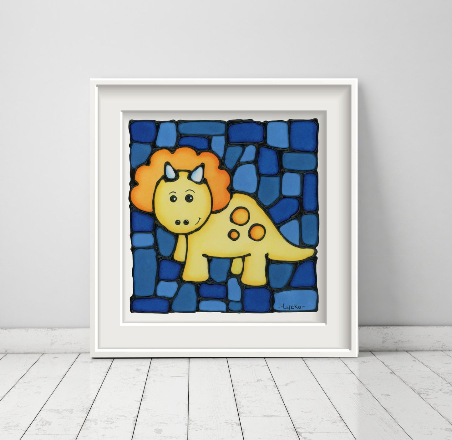 Triceratops Dinosaur Nursery Wall Art Print