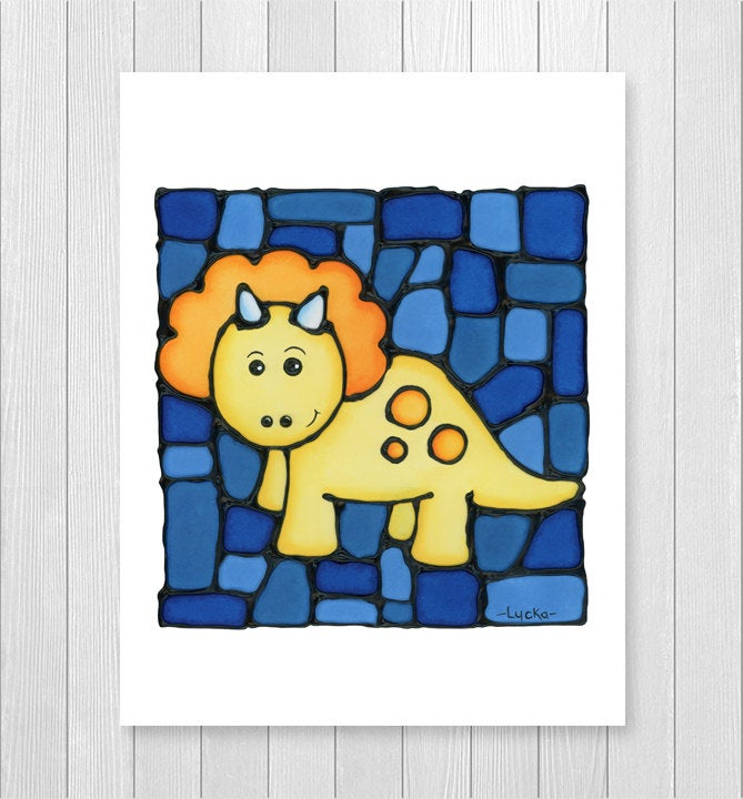 Triceratops Dinosaur Nursery Wall Art Print