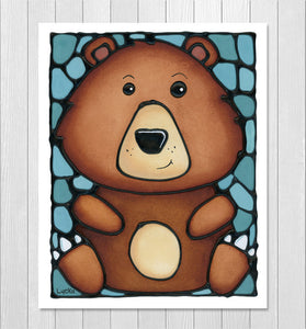 Grizzly Bear Nursery Wall Art Print