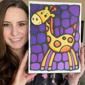 Cute Giraffe Original Painting 9" x 12"