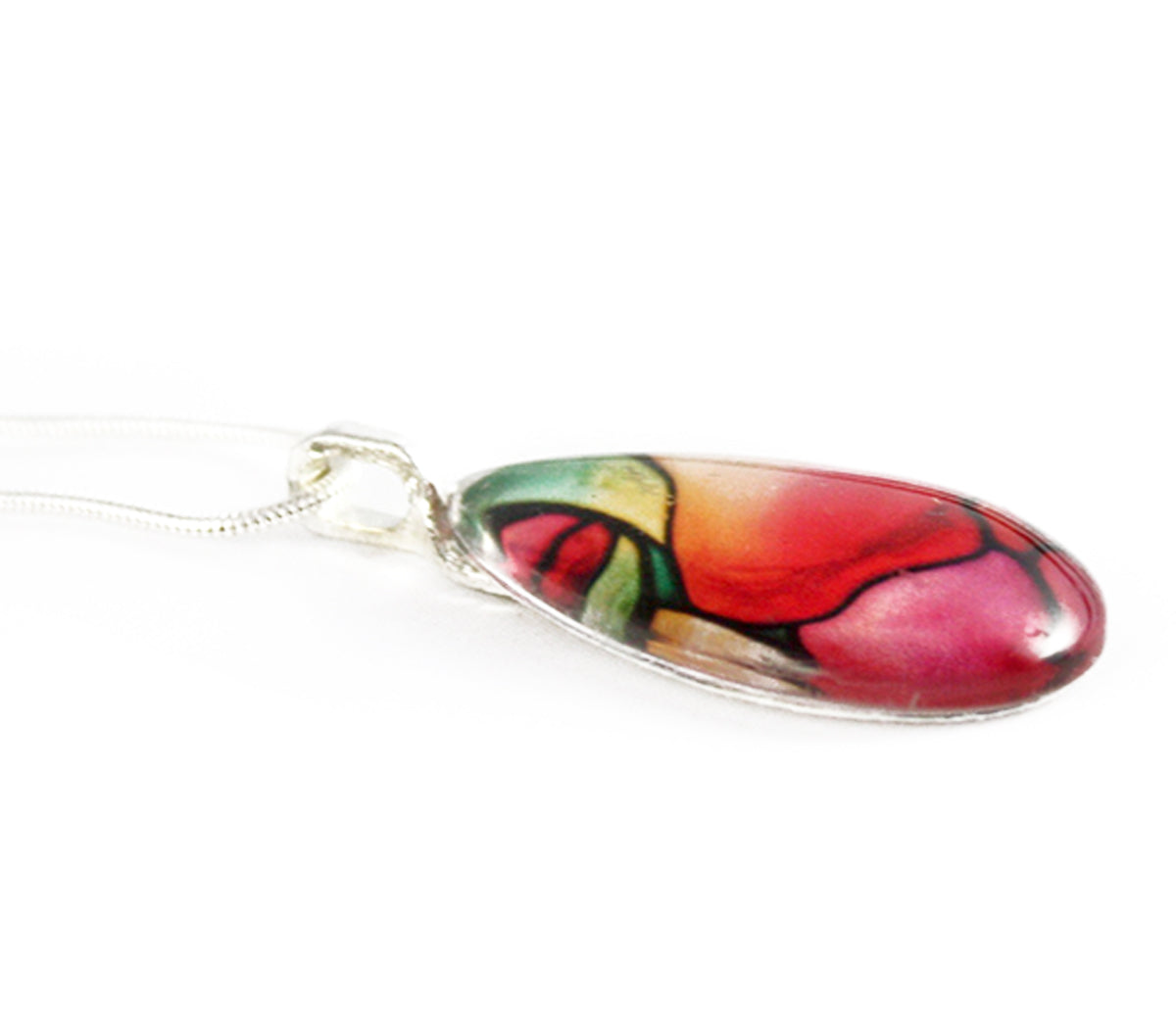 Rose Flower Teardrop Necklace