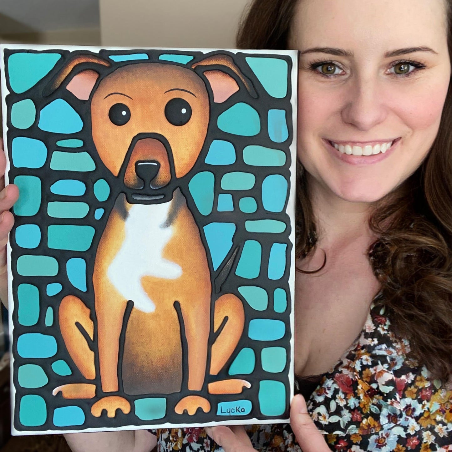 Custom Pet Portrait Painting With Name