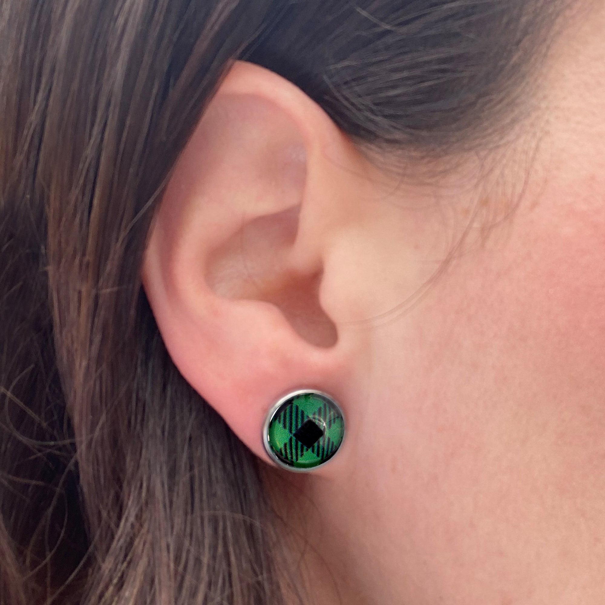Red Plaid Christmas Dangle Earrings