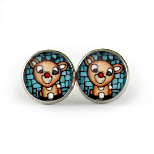 Rudolph Christmas Dangle Earrings - Full Body